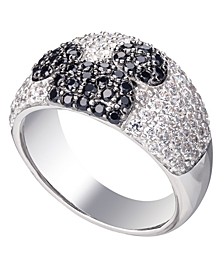 Cubic Zirconia & Black Spinel Mickey Statement Ring in Sterling Silver