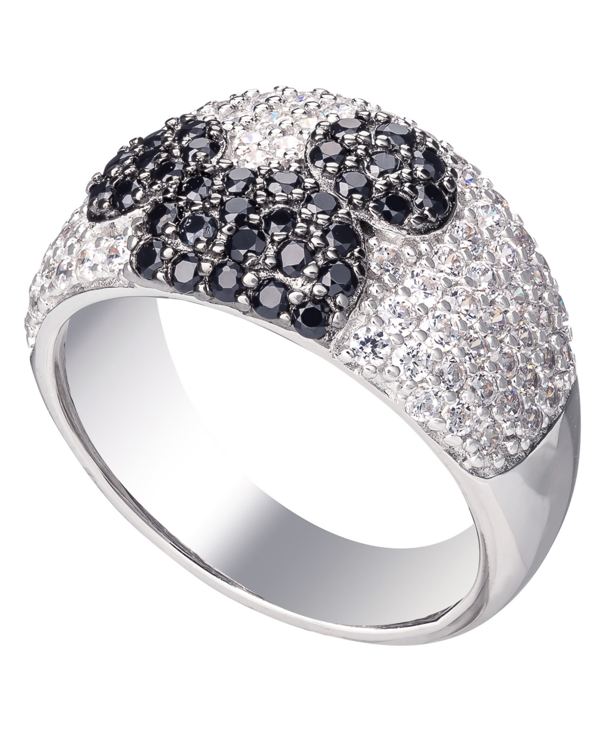 Cubic Zirconia & Black Spinel Mickey Statement Ring in Sterling Silver - Silver