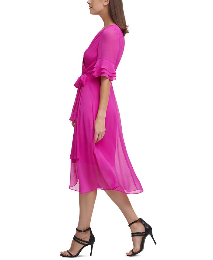 DKNY Chiffon Triple-Ruffle Wrap Dress & Reviews - Dresses - Women - Macy's