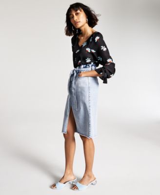 macys womens denim skirts