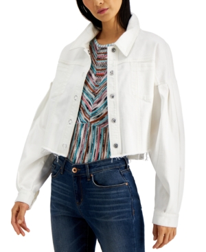 Inc Volume-Sleeve Cropped Jean Jacket Created for Macy's