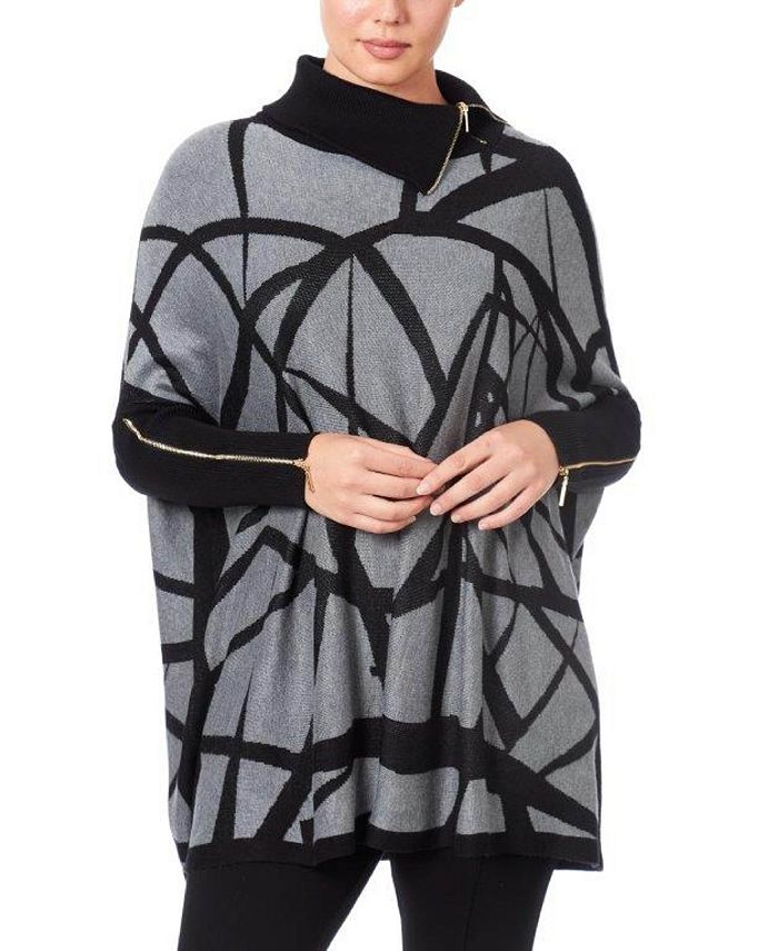 Joseph A Women s Printed Poncho Sweater Macy s