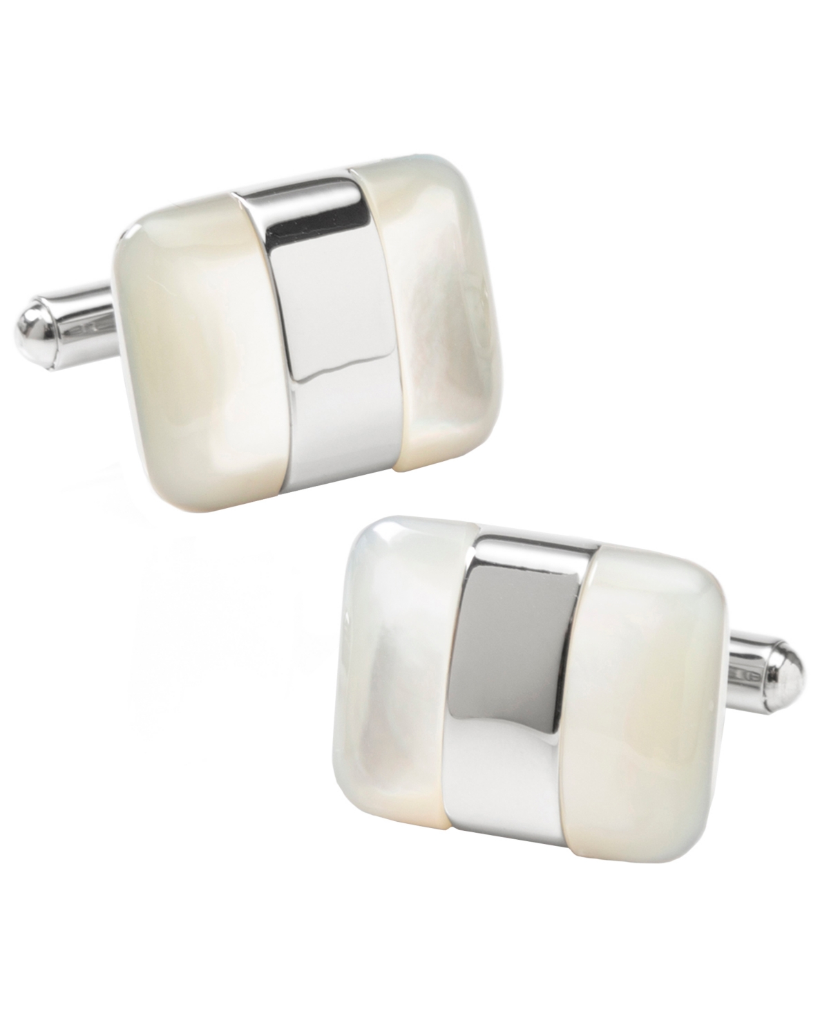 Men's Silver Wrapped Mother of Pearl Cufflinks - White