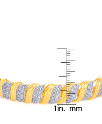 Diamond Accent S Link Bracelet in Gold-Plate