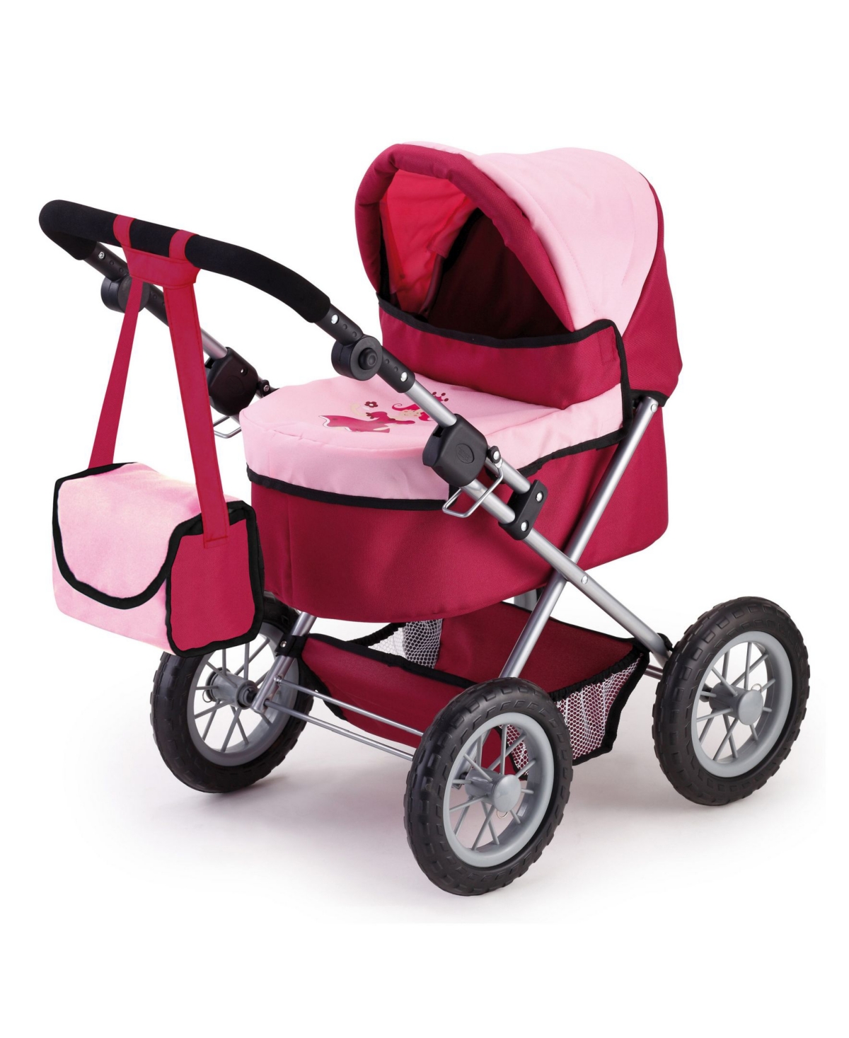 Redbox Bayer Design Trendy Pram Baby Doll Stroller For Toy Baby Dolls In Red,pink