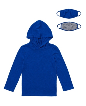 Little Boys Long Sleeve Solid Hoodie with Matching Face Mask