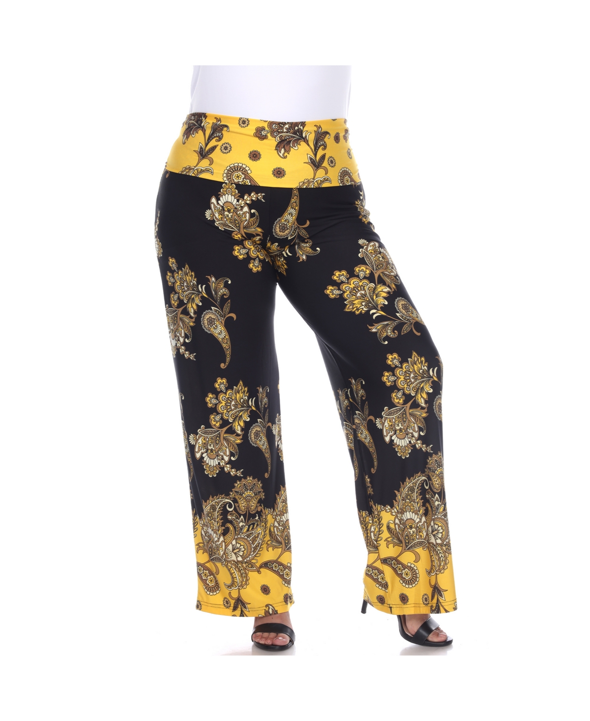 Shop White Mark Plus Size Floral Paisley Printed Palazzo Pants In Black  Gold Multi