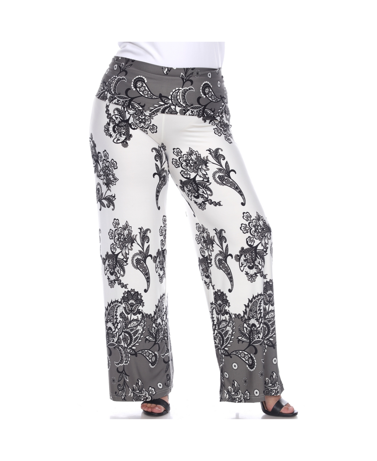 White Mark Plus Size Floral Paisley Printed Palazzo Pants