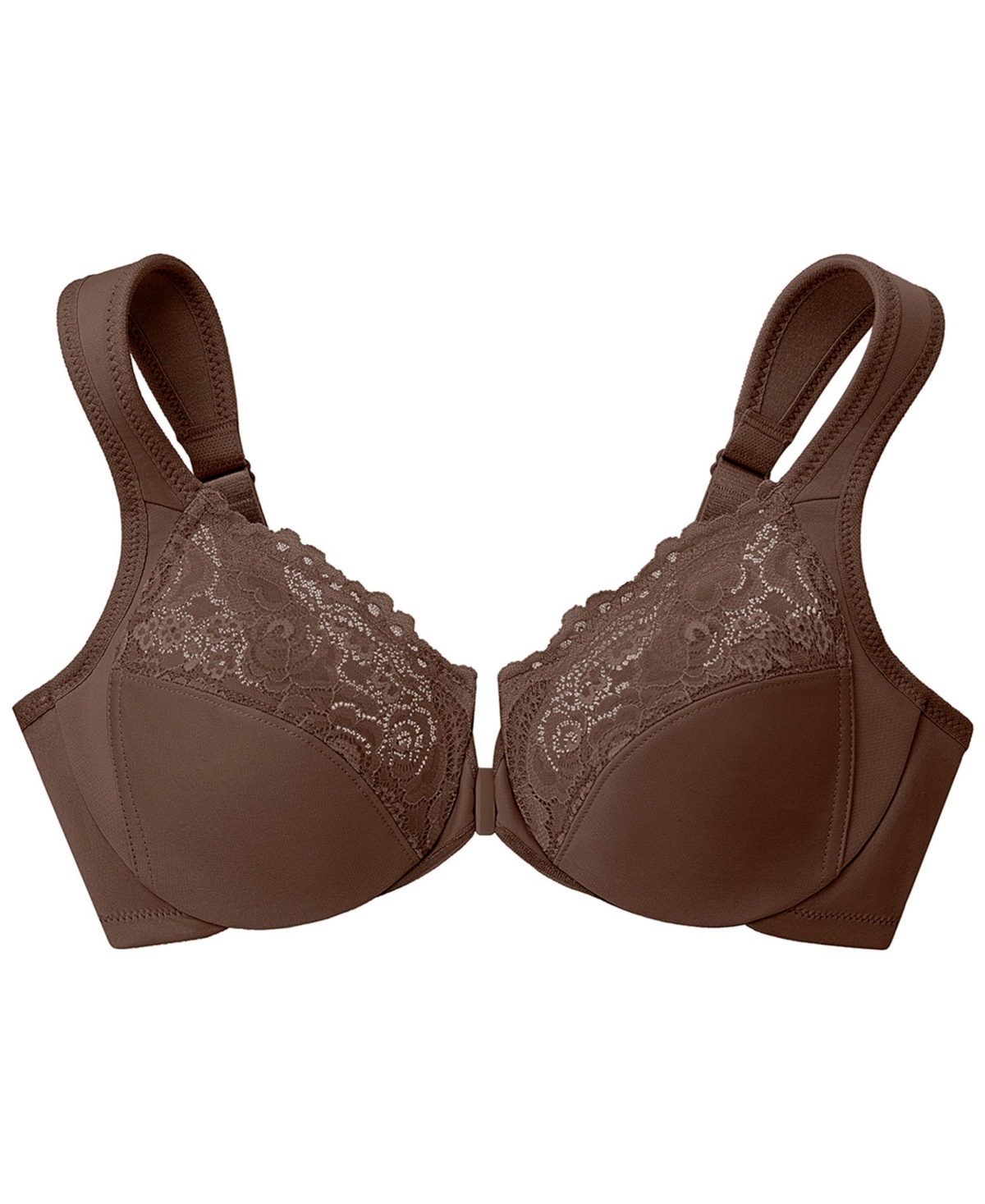 Glamorise Women's Full Figure Plus Size Wonderwire Front Close Bra 1245 In Mocha