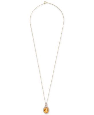 Citrine (2-1/3 ct. t.w.) & Diamond (1/5 ct. t.w.) 18" Pendant Necklace in 14k Gold