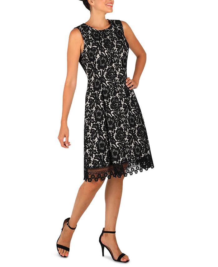 Donna Ricco Sleeveless Lace Dress - Macy's