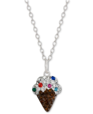 Giani Bernini Crystal Pave Ice Cream 18" Pendant Necklace In Sterling Silver, Created For Macy's In Multi