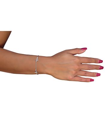 Macy s Diamond East West Cross Bracelet 1 3 ct. t.w. in Sterling