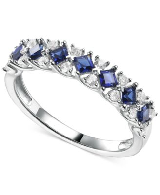Macy's - Sapphire (3/4 ct. t.w.) & Diamond (1/4 ct. t.w.) Ring in 14k White Gold