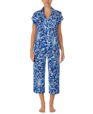 Lauren Ralph Lauren - Petite Printed Short Sleeve Top & Capri Pants Pajamas Set