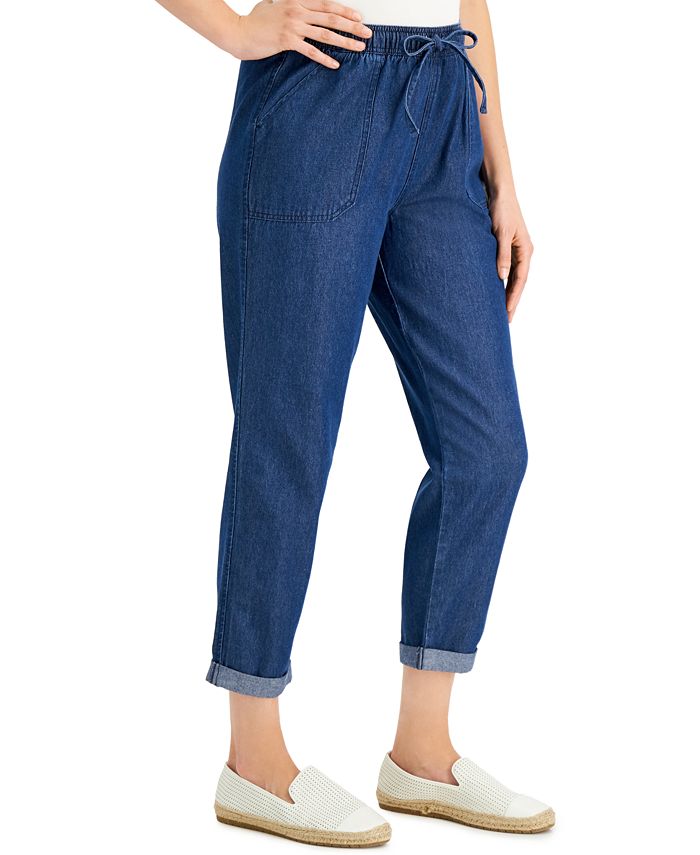 Karen Scott Cotton Cuffed Pull-On Denim Capri Pants, Created for Macy's ...