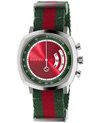 Gucci - Men's Swiss Chronograph Grip Red & Green Nylon Strap Watch 40mm