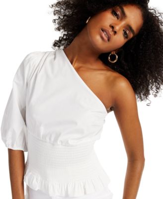 INC International Concepts Smocked One-Shoulder Top, Created for - Main Image