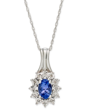 image of Tanzanite (1/2 ct. t.w.) and Diamond Accent Pendant Necklace in 10k White Gold