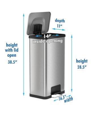 18 Gallon / 68 Liter AirStep Stainless Steel Kitchen Trash Can with Odor Filter