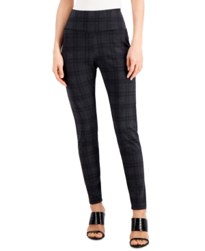 Inc Bias Plaid Ponte-Knit Leggings Created for Macy's