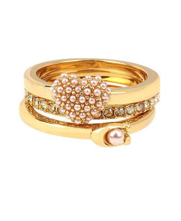 COACH Imitation Pearl Puff Heart Ring Set Macy s