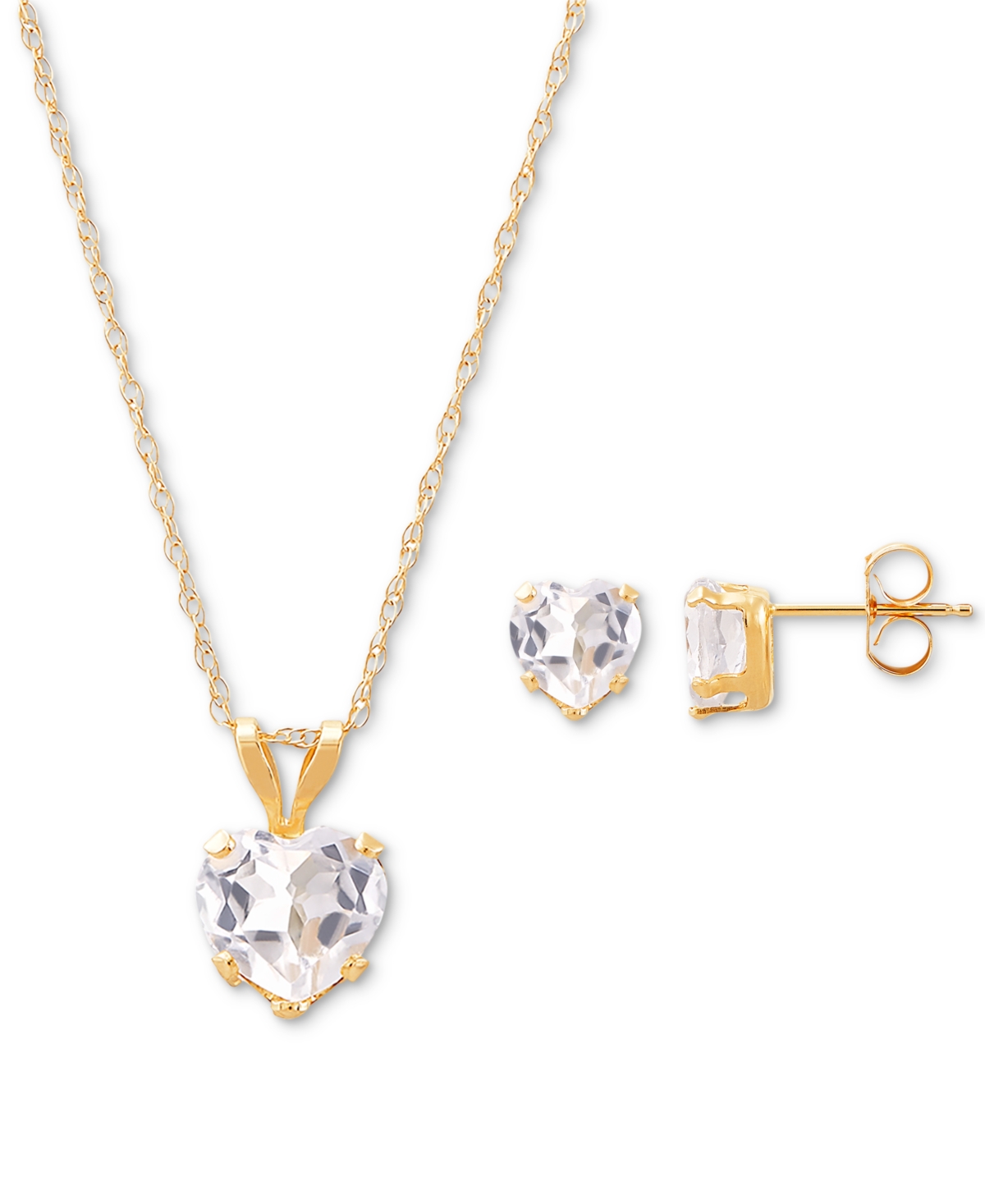Shop Macy's 2-pc. Set Blue Topaz Heart Pendant Necklace & Matching Stud Earrings (2-3/4 Ct. T.w.) In 10k Gold (a In White Topaz