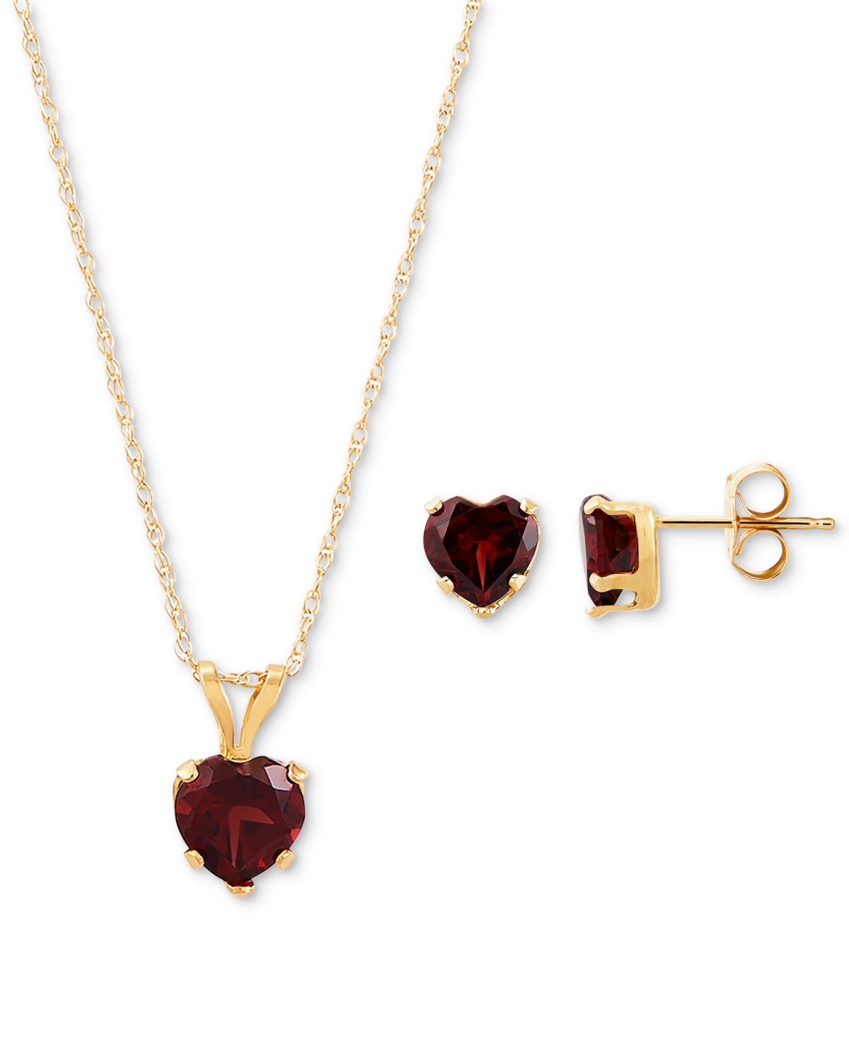 Shop Macy's 2-pc. Set Blue Topaz Heart Pendant Necklace & Matching Stud Earrings (2-3/4 Ct. T.w.) In 10k Gold (a In Garnet