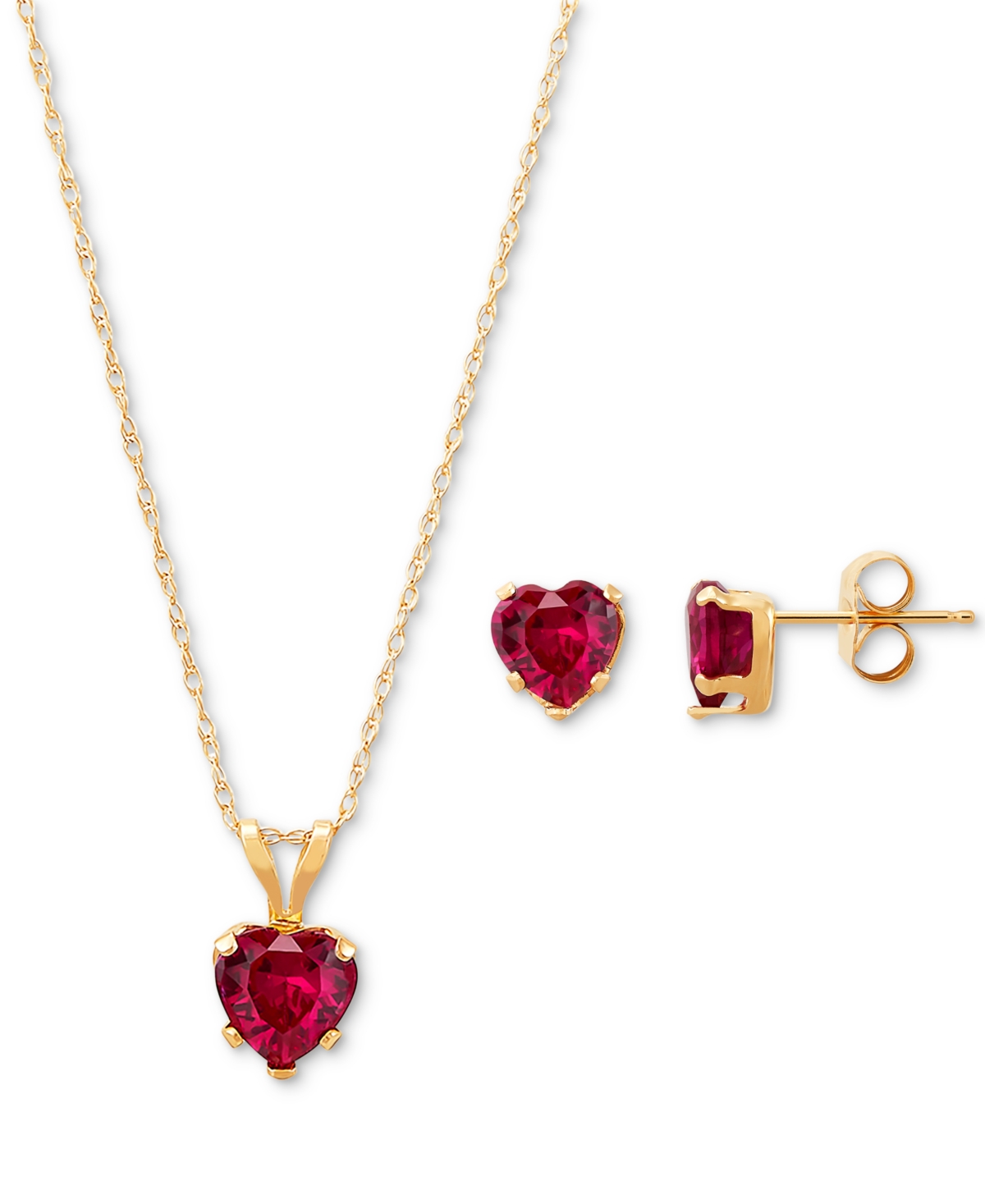 Shop Macy's 2-pc. Set Blue Topaz Heart Pendant Necklace & Matching Stud Earrings (2-3/4 Ct. T.w.) In 10k Gold (a In Ruby