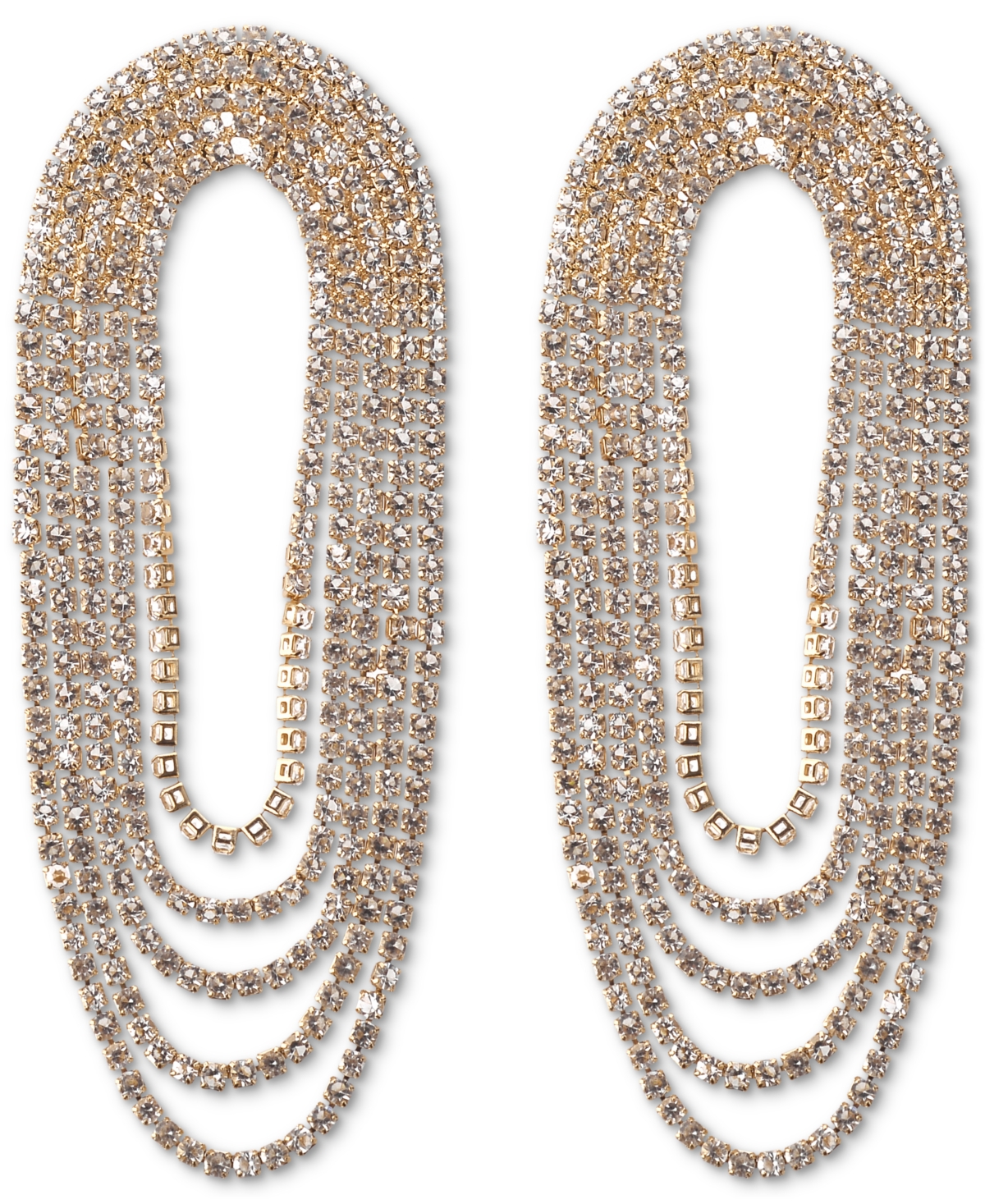 Gold-Tone Rhinestone Chain Loop Statement Earrings, Created for Macy's - Gold