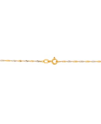 Polished Two-Tone Diamond Cut 18" Singapore Chain in 10K Yellow Gold