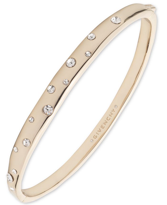 Givenchy Gold-Tone Crystal Hammered Bangle Bracelet - Macy's