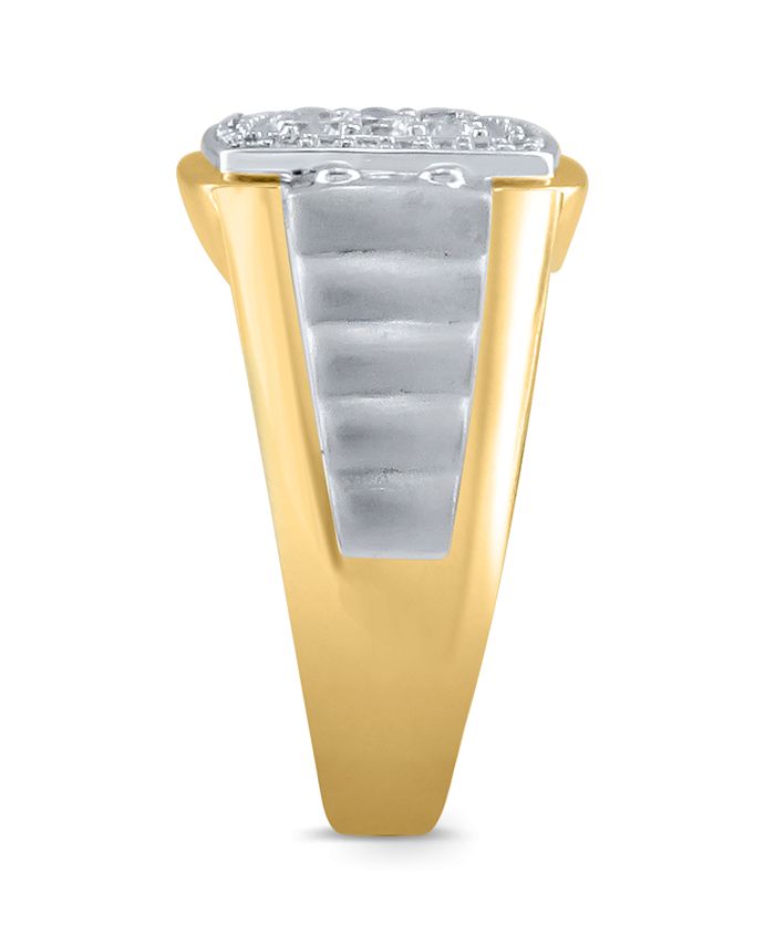 Macy's - Men's Diamond Two-Tone Cluster Ring (3/4 ct. t.w.) in 10k Gold and White Gold