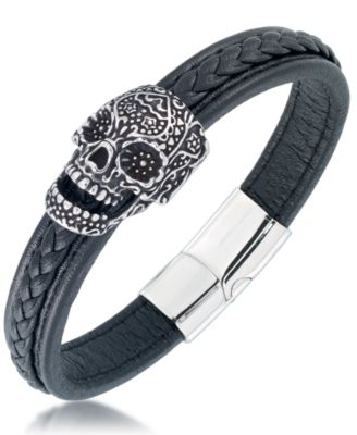 skull leather bracelet