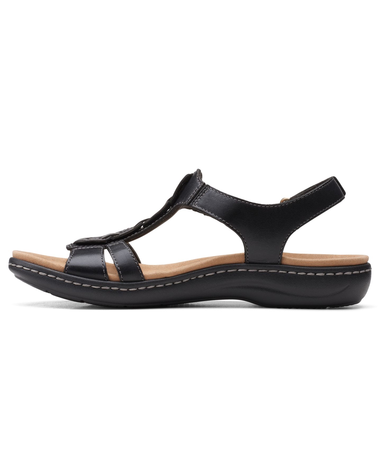 Женские сандалии Clarks Laurieann Kay T-strap Slingback, цвет: Чёрный кожаный — фото 6