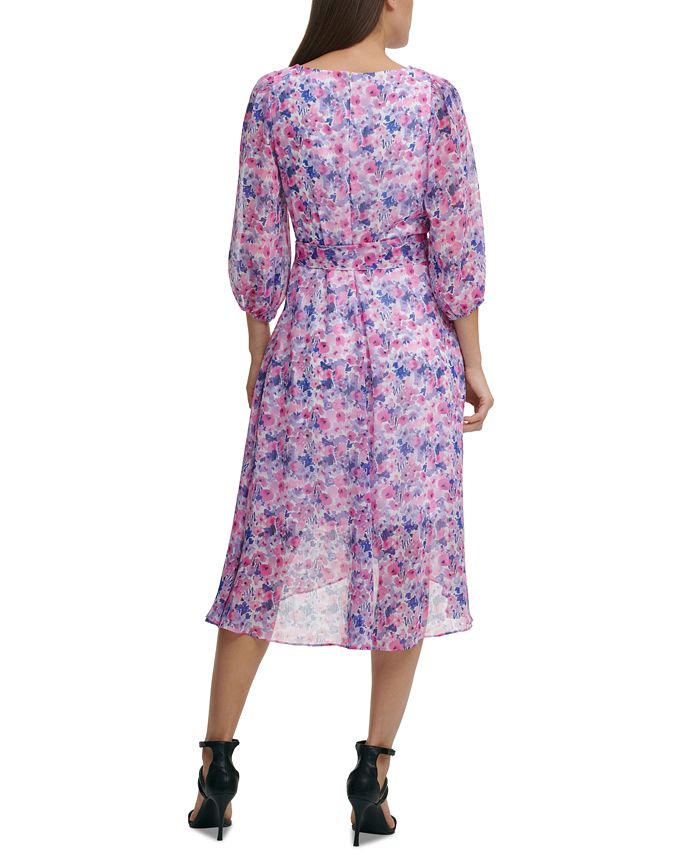 DKNY Printed Faux-Wrap Dress - Macy's