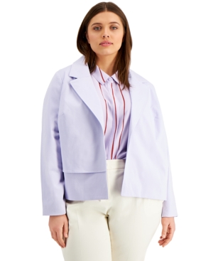 Alfani Plus Size Front-detail Jacket, Created For Macy's In Lightest Lilac