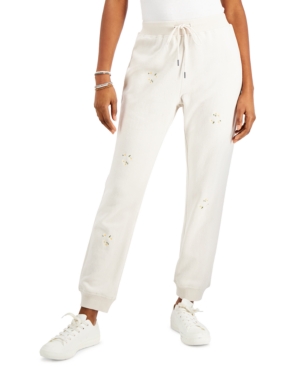 Indigo Rein Juniors' Cotton Daisy-Embroidered Sweatpants