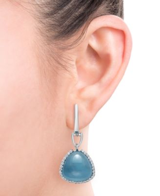 Macy's Milky Aquamarine And Cubic Zirconia Accent Earrings In Sterling ...