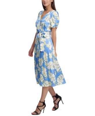 DKNY Printed Faux-Wrap Dress