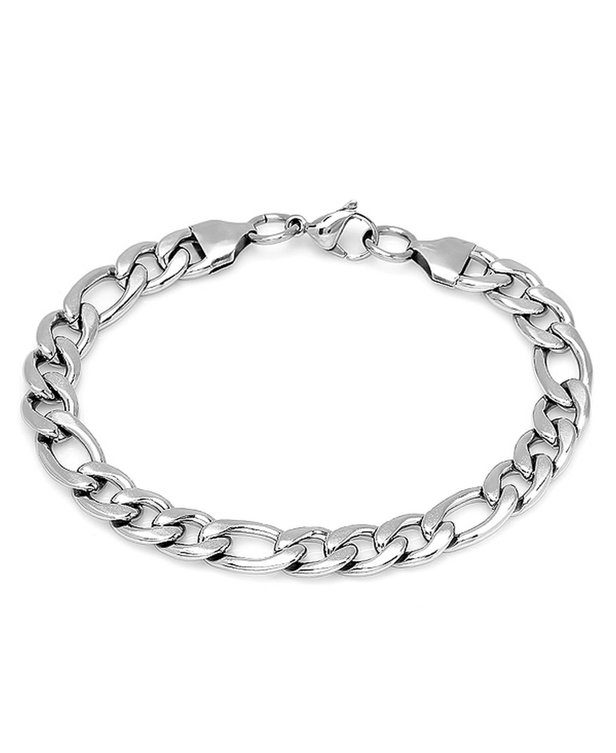 Men's Stainless Steel Thick Round Box Link Bracelet - Silver