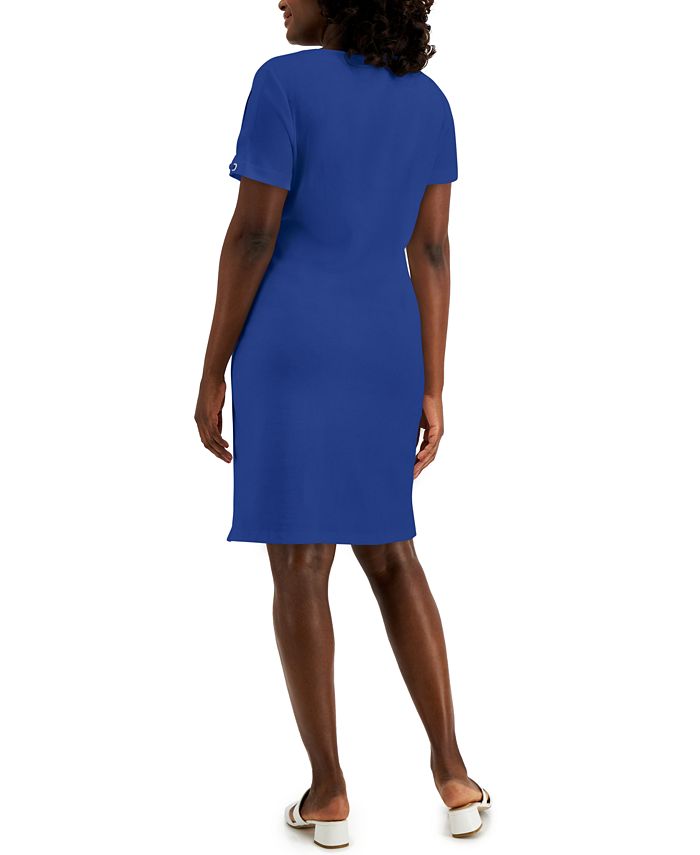 Karen Scott Women's Cotton Studded Swing Dress Blue Size XX-Large