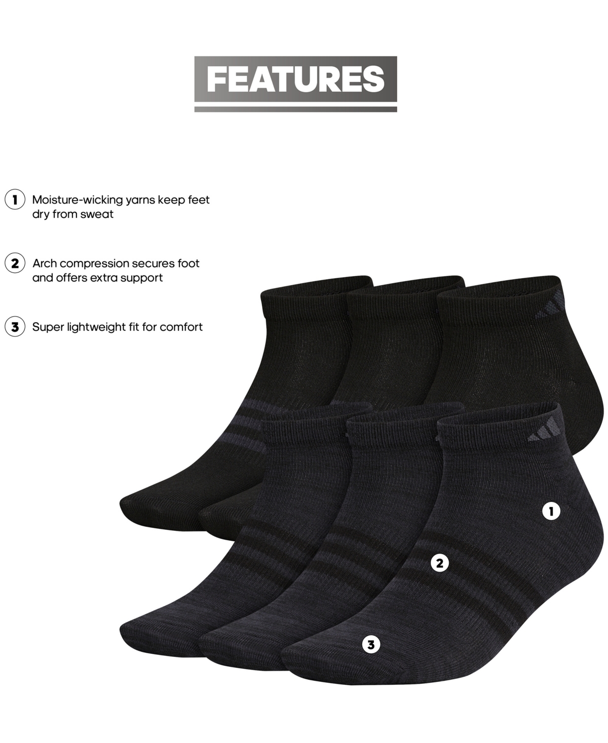 adidas Men's 6-Pk. Superlite Ii Low-Cut Socks