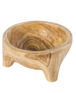 Vintiquewise Burned Wood Carved Small Serving Fruit Bowl Bread Basket