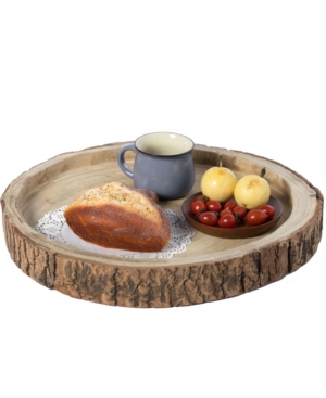 Shop Vintiquewise Wood Tree Bark Indented Display Tray Serving Plate Platter Charger
