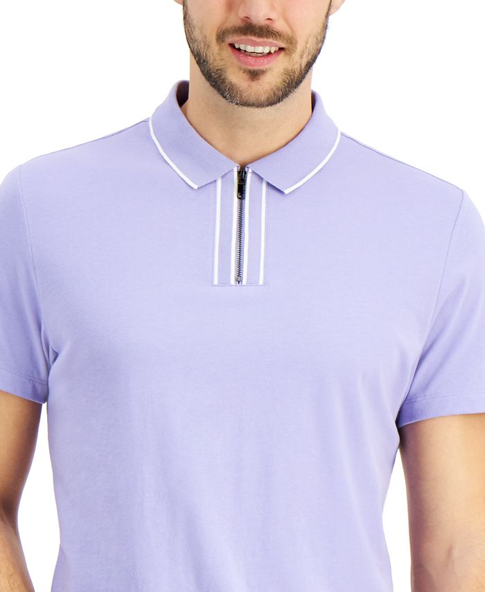 Alfani Men's Tipped Zip Polo Shirt, Created for Macy's Macy's