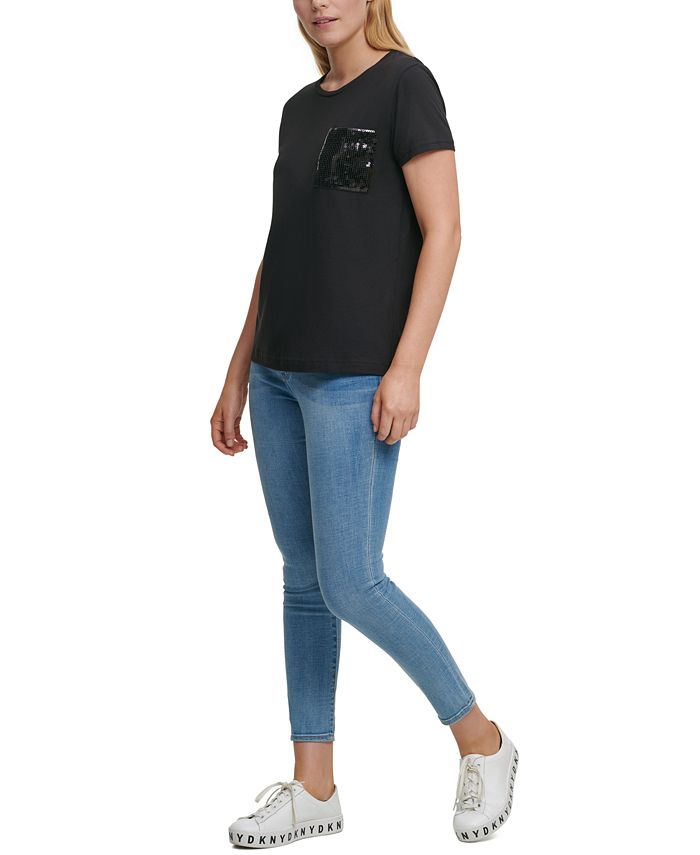 DKNY - Short Sleeve Sequin Pocket T-Shirt