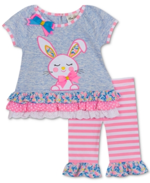 Rare Editions Baby Girls 2-Pc Bunny Rabbit Top & Leggings Set