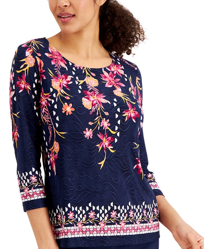 JM Collection Printed Jacquard Top, Created for Macy's Macy's