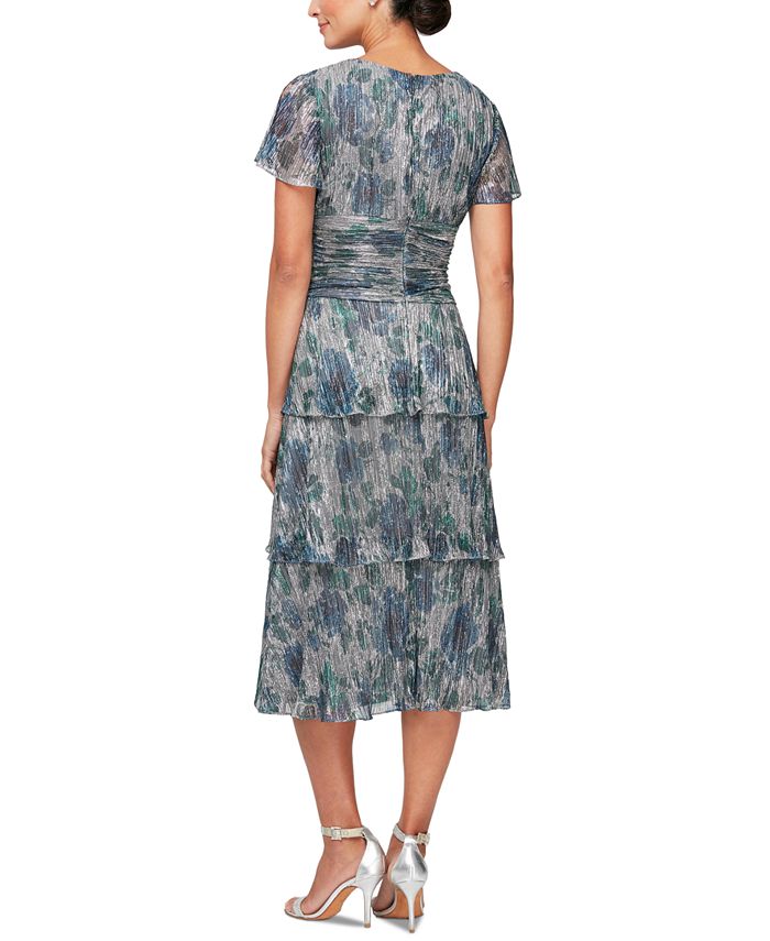 SL Fashions Textured Shimmer Tiered Dress Macy's